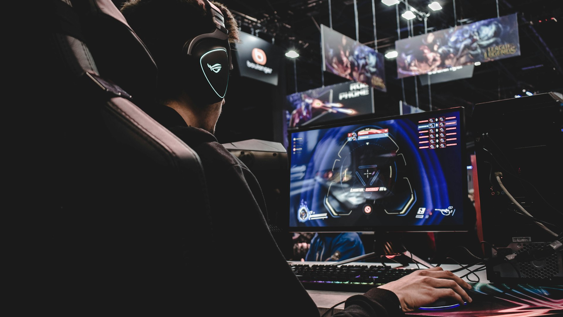 Competitors on stage at the MetaCyberForge esports arena in Surry Hills